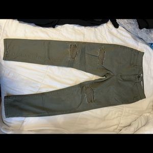 Army Green Ripped Skinny High Rise Jeans